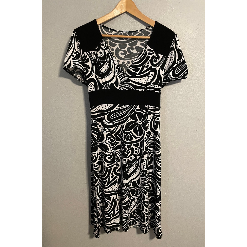 Womens Dress Large Black Floral Stretch Babydoll Whimsigoth Party Boho Artsy Y2K